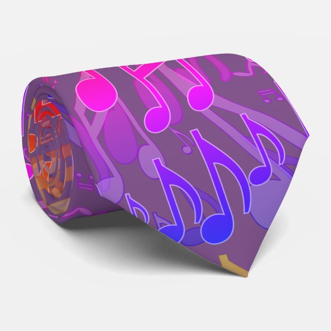 Music Notes Musical Pattern Fun Cheerful Colors Tie (Rolled)