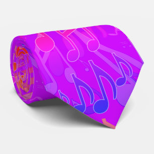 Music Notes Musical Pattern Purple Bright Colors Tie