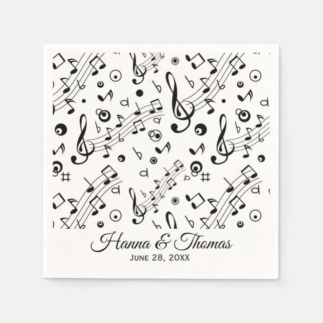 Music Notes Musical Wedding Napkins (Front)