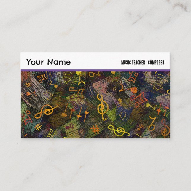 Music Notes on Abstract Background Professional Business Card (Front)