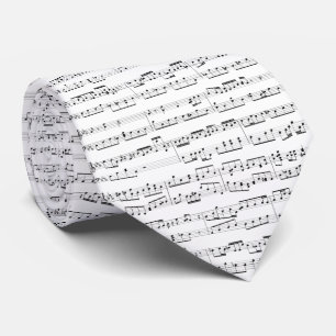 Music notes on Customisable white colour backgroun Tie
