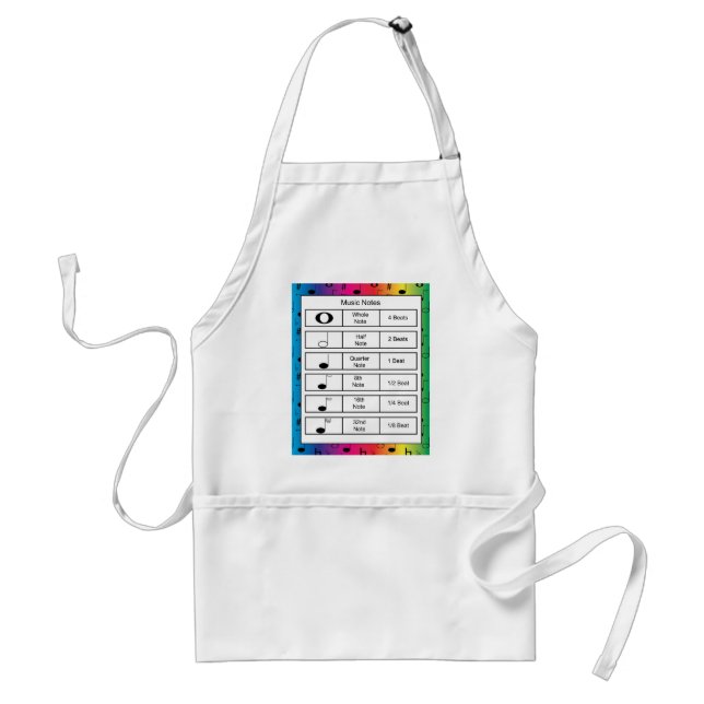 Music Notes on Rainbow Background Apron (Front)