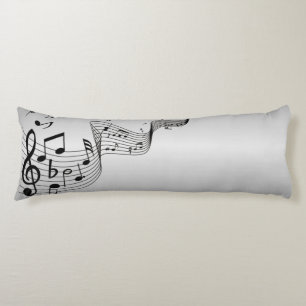 Music Notes on Silver Body Cushion