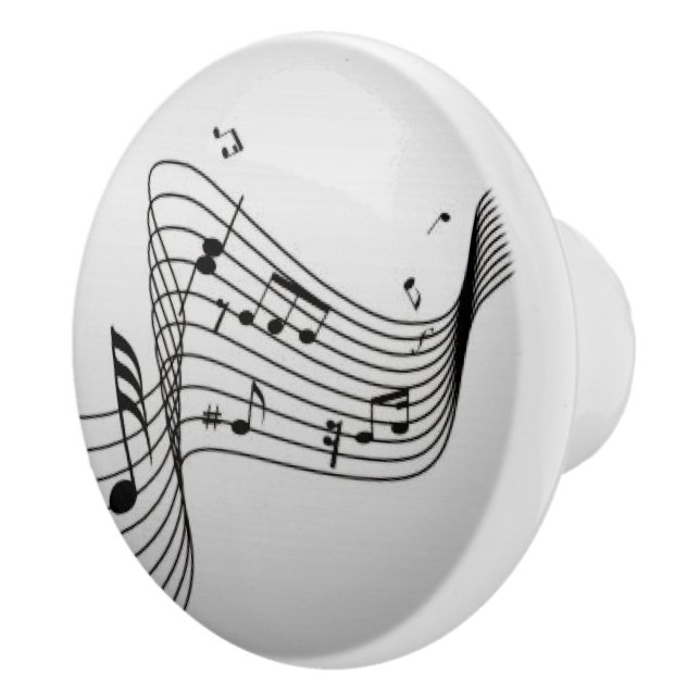 Music Notes on Silver Ceramic Knob (Right)