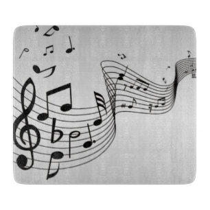 Music Notes on Silver Cutting Board