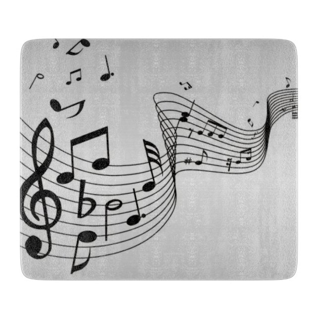 Music Notes on Silver Cutting Board (Front)