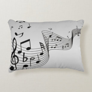 Music Notes on Silver Decorative Cushion