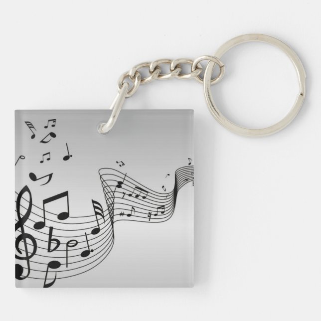 Music Notes on Silver Key Ring (Back)