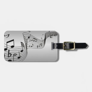 Music Notes on Silver Luggage Tag