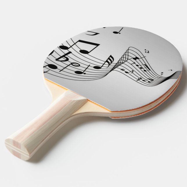Music Notes on Silver Ping Pong Paddle (Front Angle)