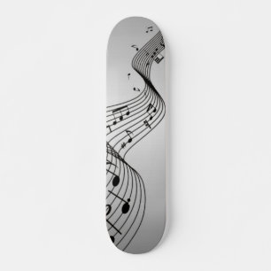 Music Notes on Silver Skateboard