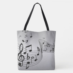 Music Notes on Silver Tote Bag