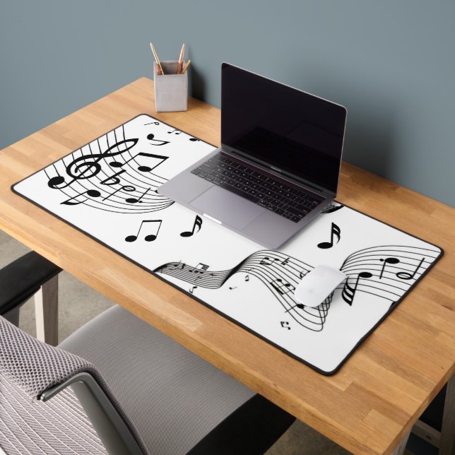 Music Notes on White  Desk Mat (Office 2)
