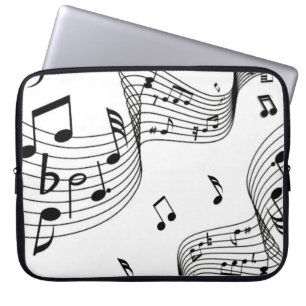 Music Notes on White  Laptop Sleeve