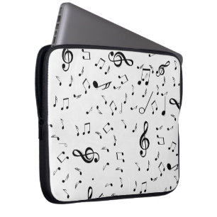 Music Notes On White Laptop Sleeve