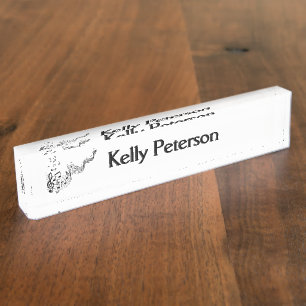 Music Notes on White  Nameplate