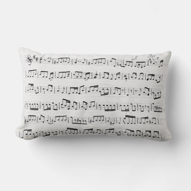 Music Notes on Whitewashed Wood Lumbar Cushion (Front)