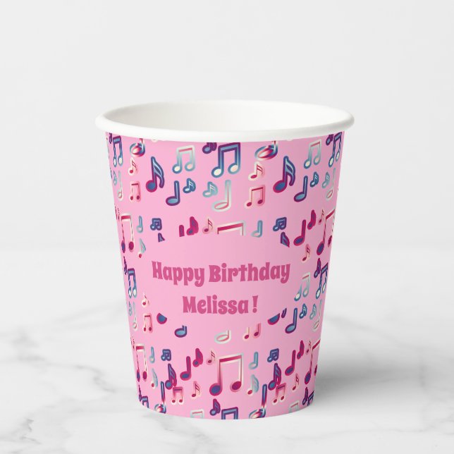 music notes party paper cups (Front)