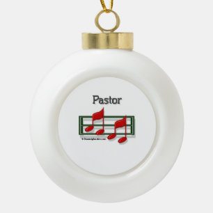 Music Notes Pastor Ceramic Ball Christmas Ornament