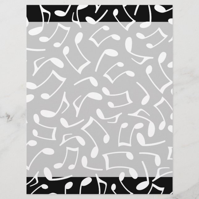 Music Notes Pattern Black and White (Front)