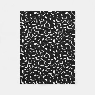 Music Notes Pattern Black and White Fleece Blanket