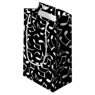 Music Notes Pattern Black and White Small Gift Bag