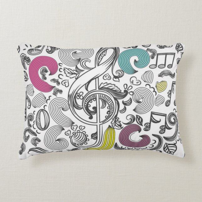 Music notes pattern decorative cushion (Front)