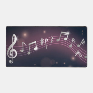 Music notes pattern desk mat