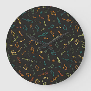 Music notes pattern large clock
