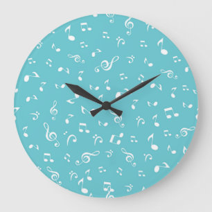 Music notes pattern large clock