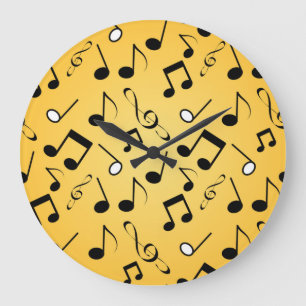 Music notes pattern large clock