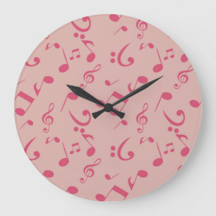 Music notes pattern large clock