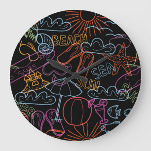 Music notes pattern large clock