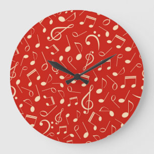 Music notes pattern large clock