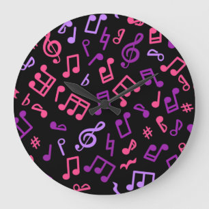 Music notes pattern large clock