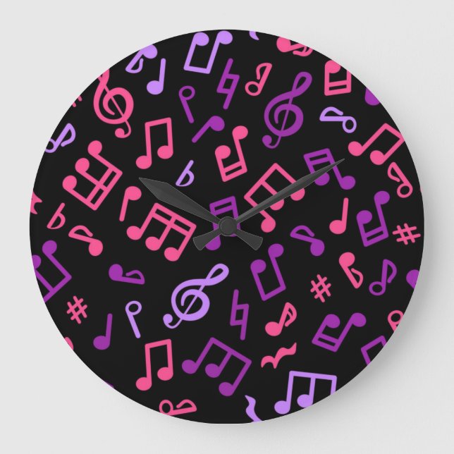 Music notes pattern large clock (Front)