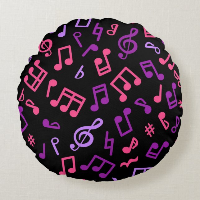 Music notes pattern round cushion (Front)