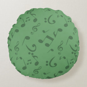 Music notes pattern round cushion