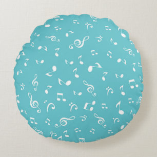 Music notes pattern round cushion