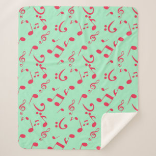 Music notes pattern sherpa blanket