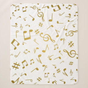 Music notes pattern sherpa blanket