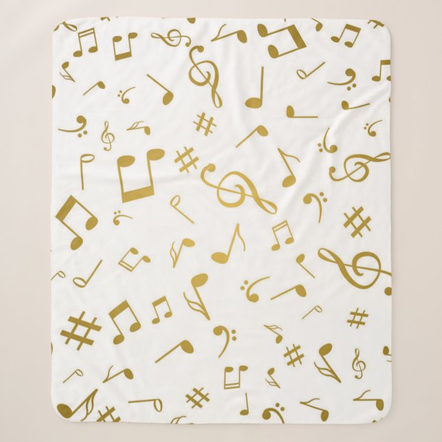 Music notes pattern sherpa blanket (Front)
