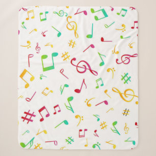 Music notes pattern sherpa blanket