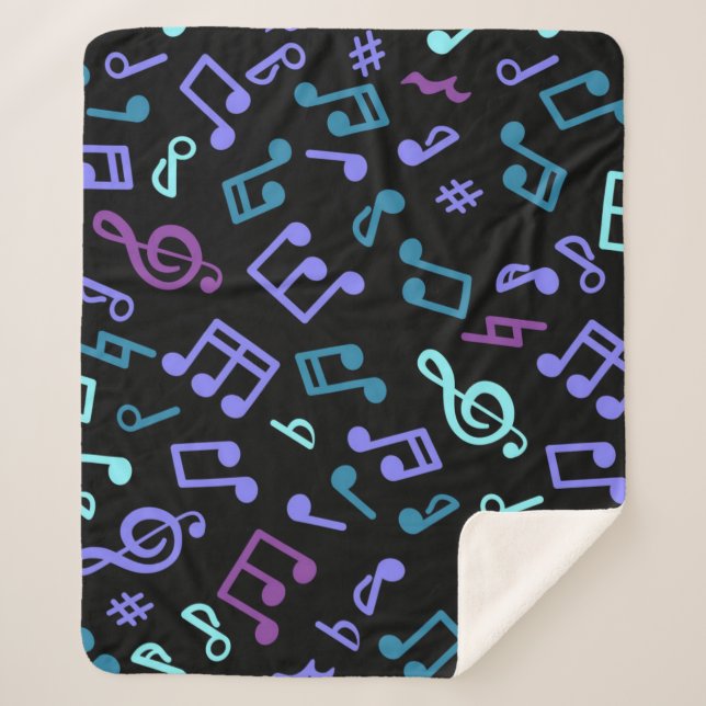 Music notes pattern sherpa blanket (Front)