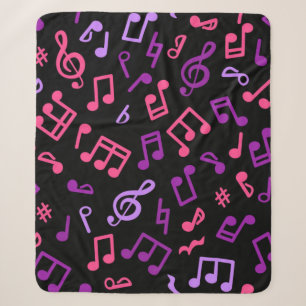 Music notes pattern sherpa blanket