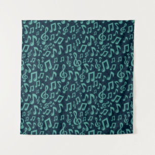 Music notes pattern tapestry