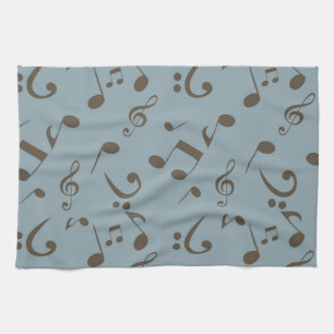 Music notes pattern tea towel
