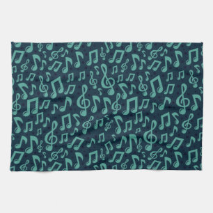 Music notes pattern tea towel