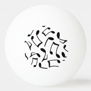 Music Notes Pattern White and Black Ping Pong Ball