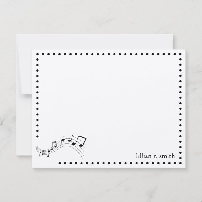 Music Notes Personalised Note Card (Front)